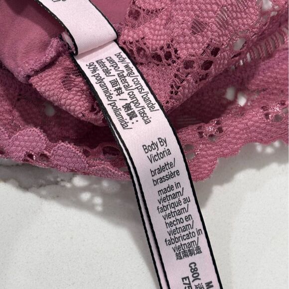 Victoria’s Secret Body by Victoria Women’s Pink Lace Bralette Bra Medium Lounge - Picture 11 of 15
